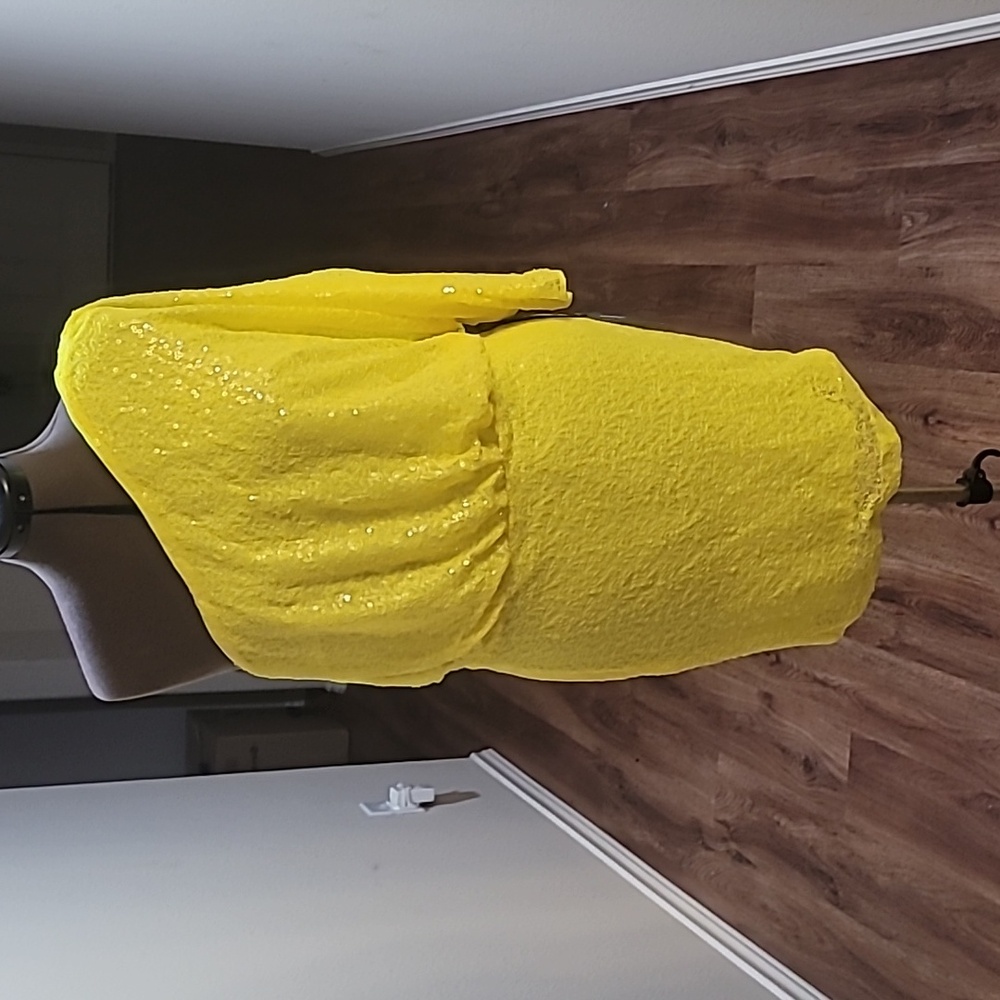 Off the shoulder florescent yellow mini dress by Gabriel Union XL